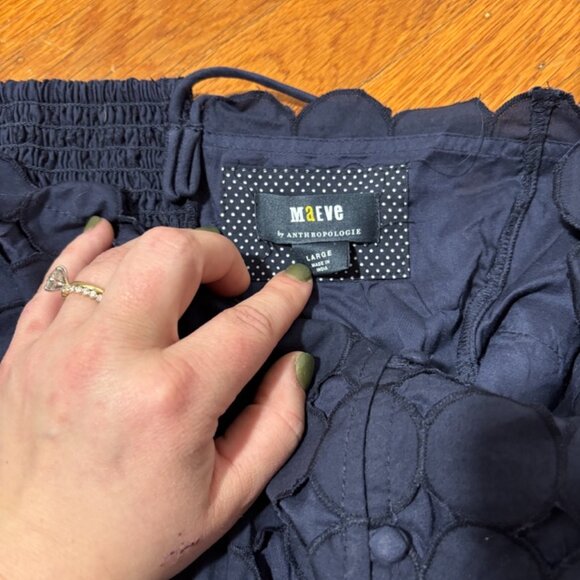 Maeve by Anthropologie Navy Large Polkadot Spaghetti Strap Cropped Top - Picture 8 of 11